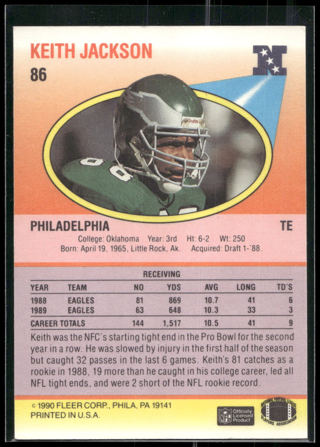 1990 Fleer #86 Keith Jackson