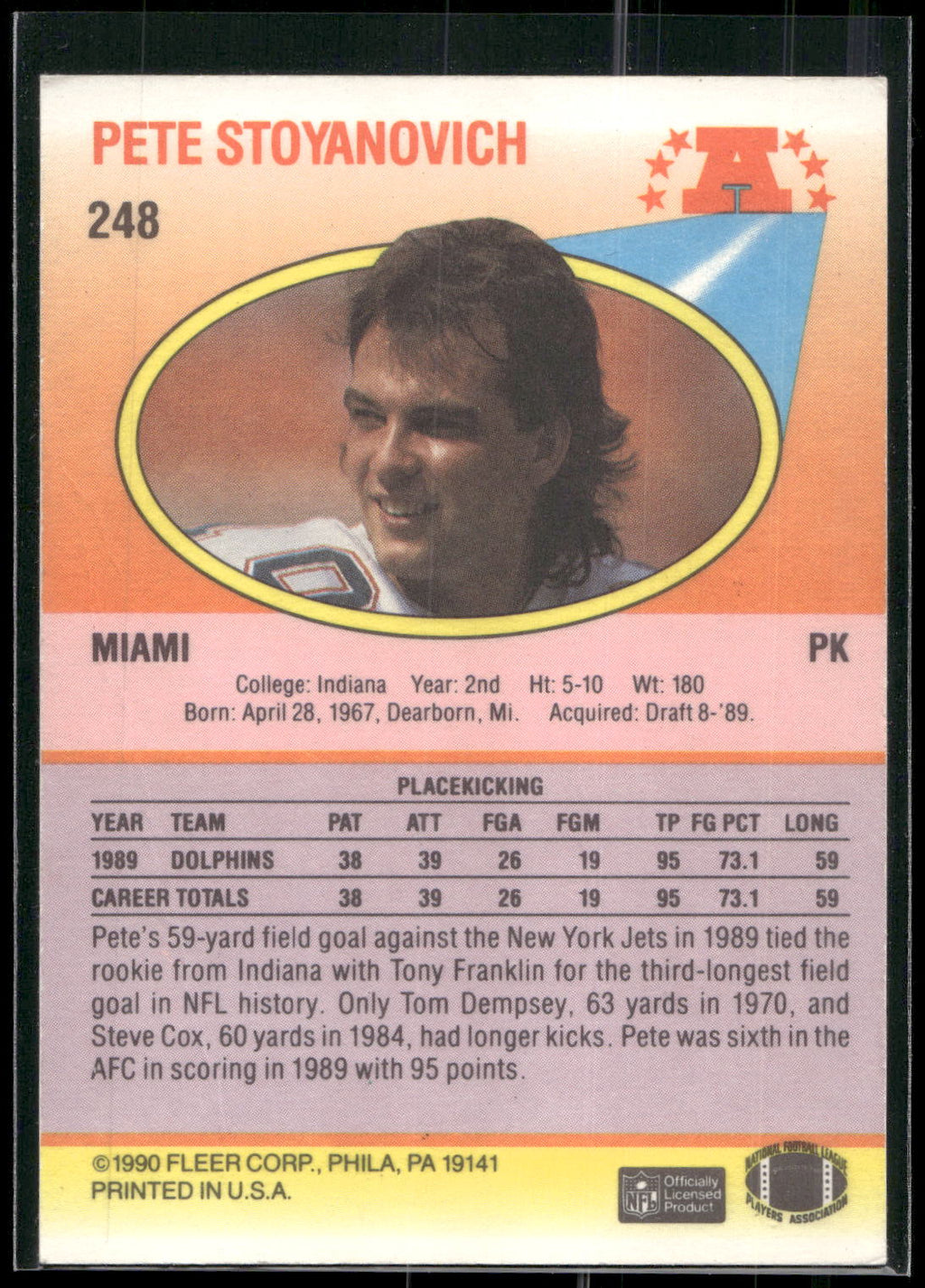 1990 Fleer #248 Pete Stoyanovich
