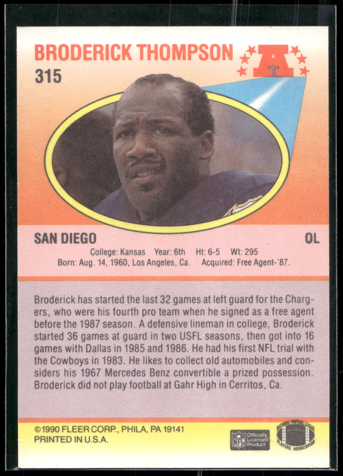 1990 Fleer #315 Broderick Thompson