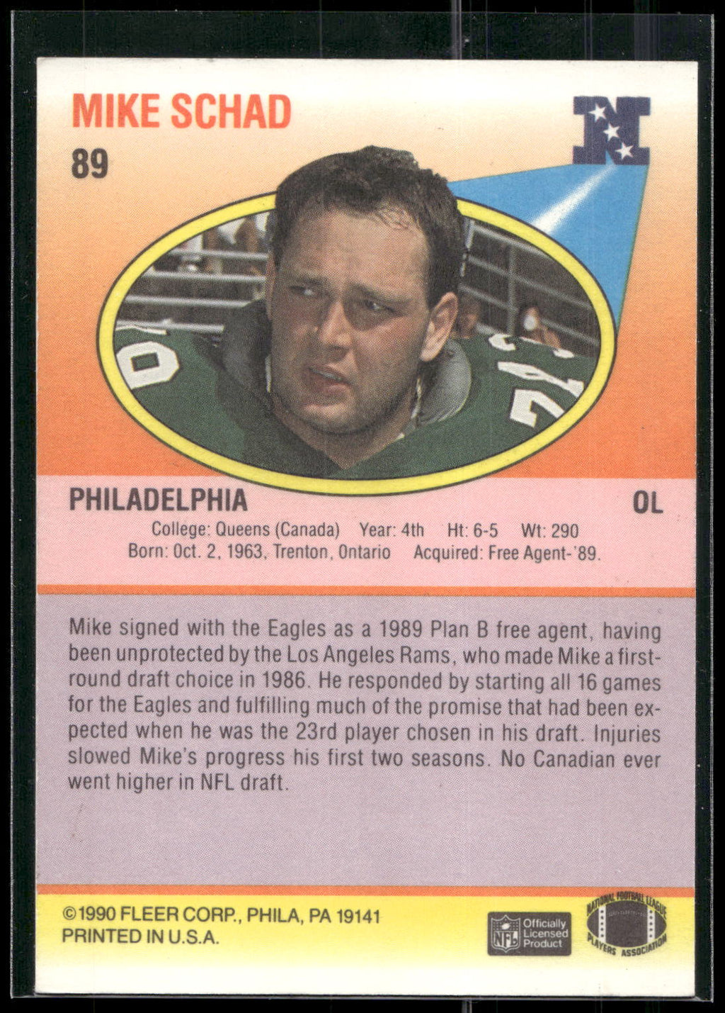 1990 Fleer #89 Mike Schad