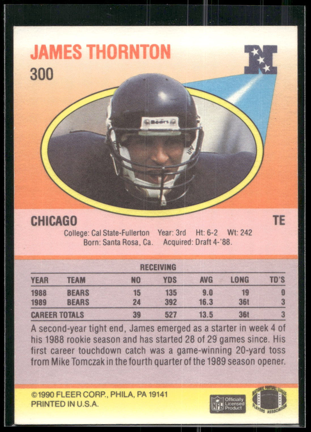 1990 Fleer #300 James Thornton