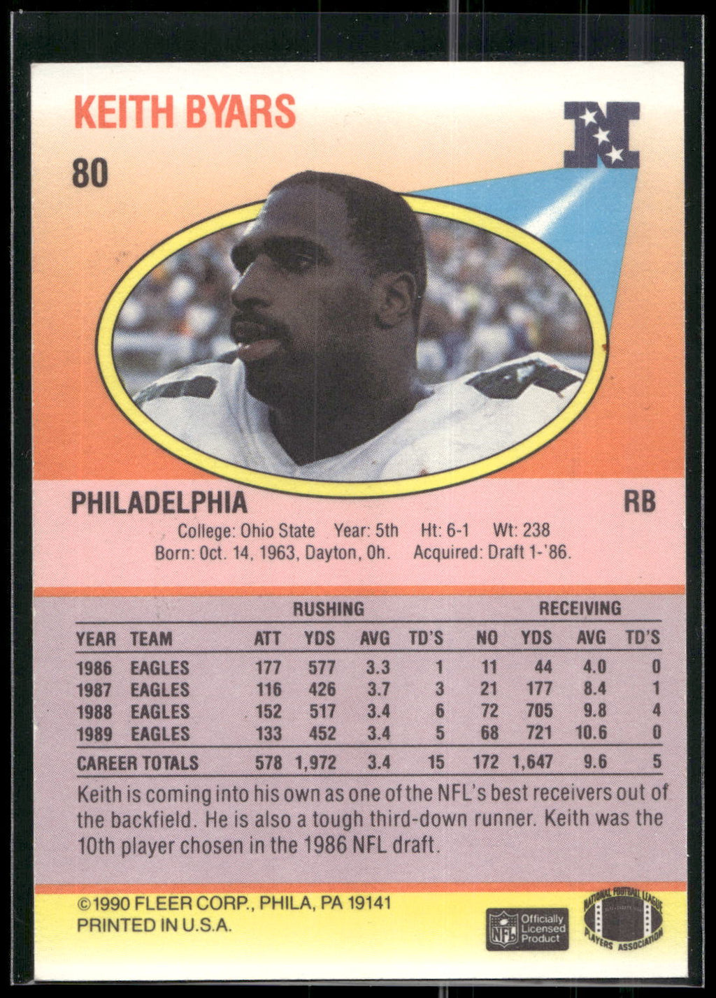 1990 Fleer #80 Keith Byars