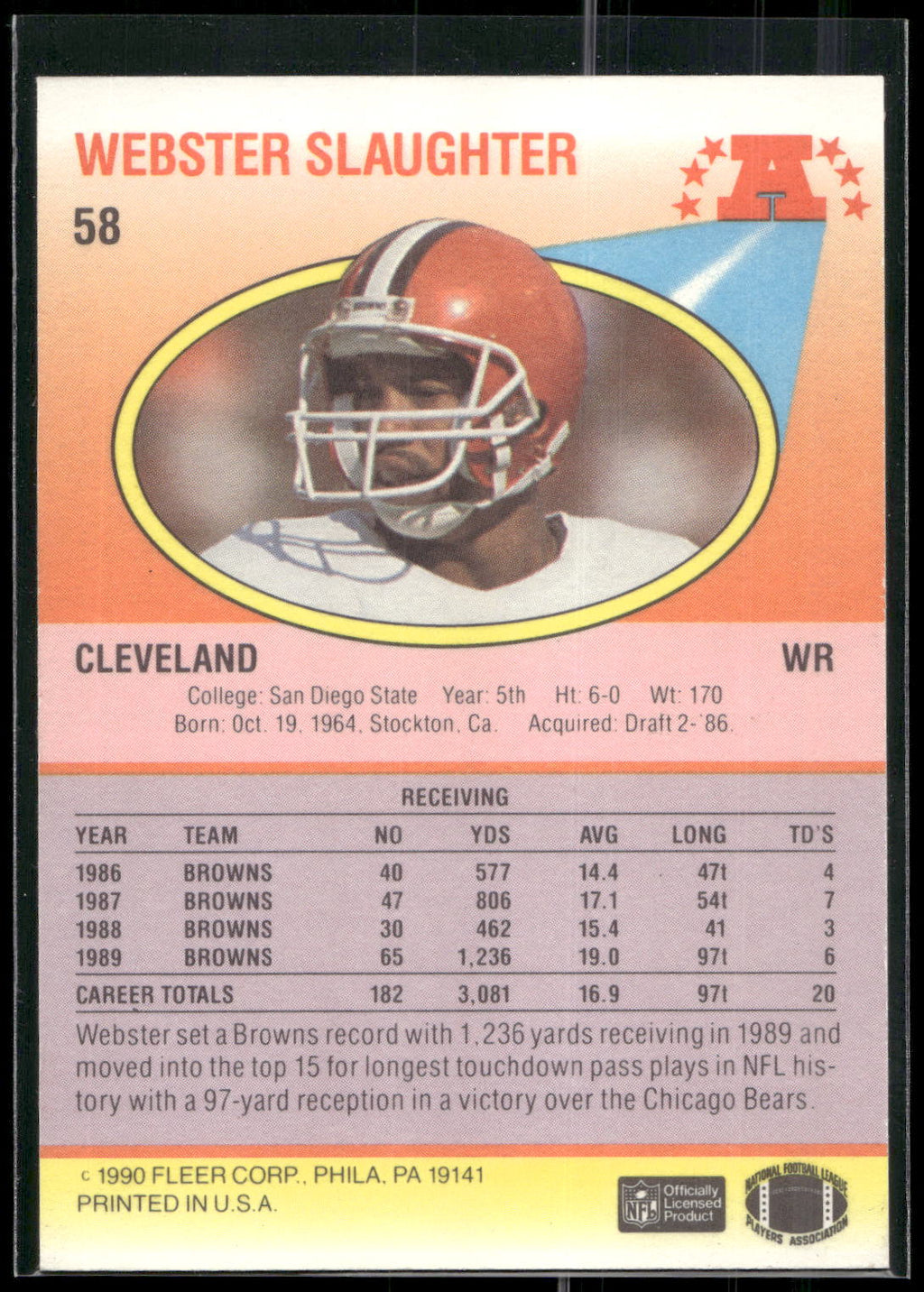 1990 Fleer #58b Webster Slaughter