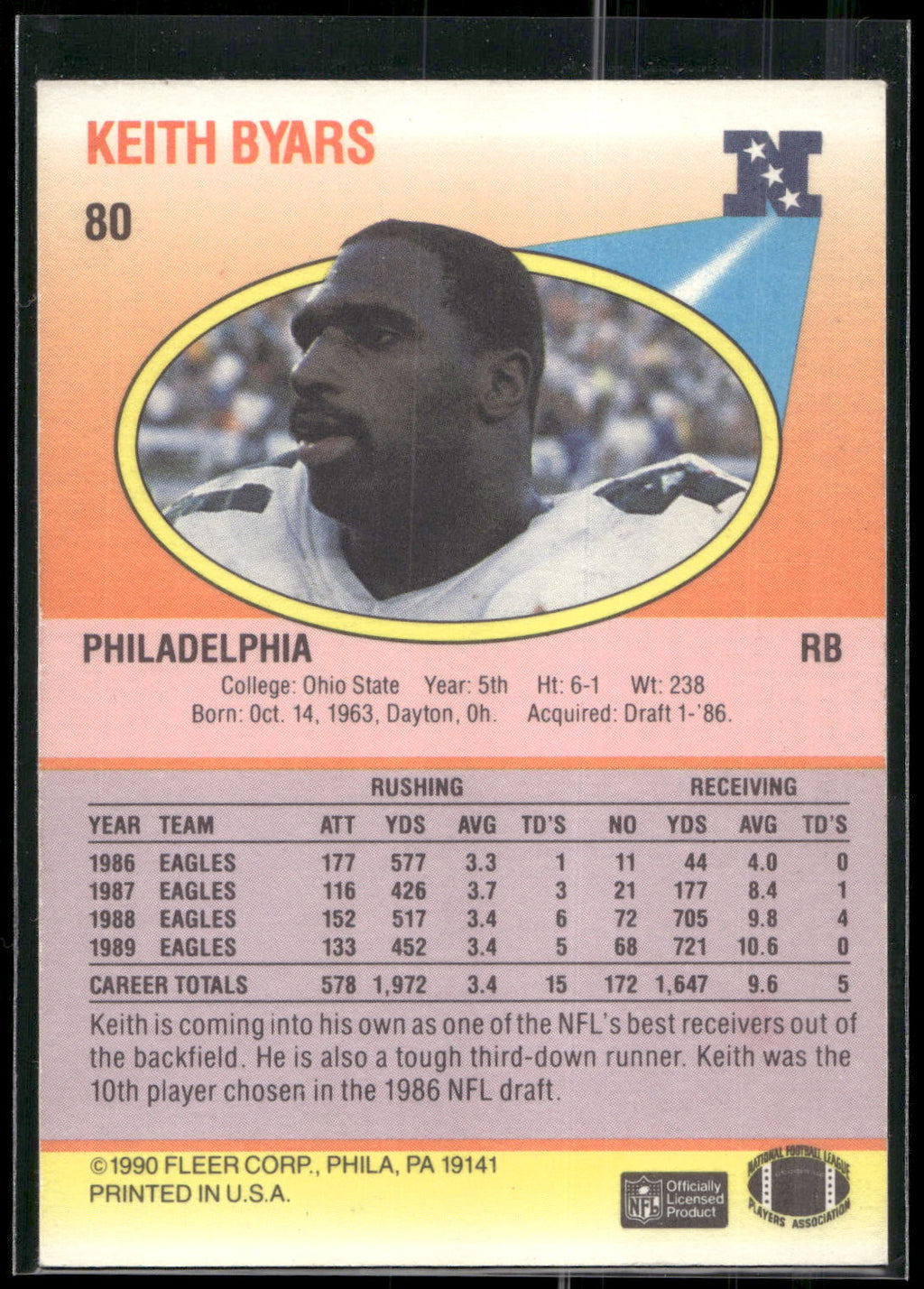 1990 Fleer #80 Keith Byars