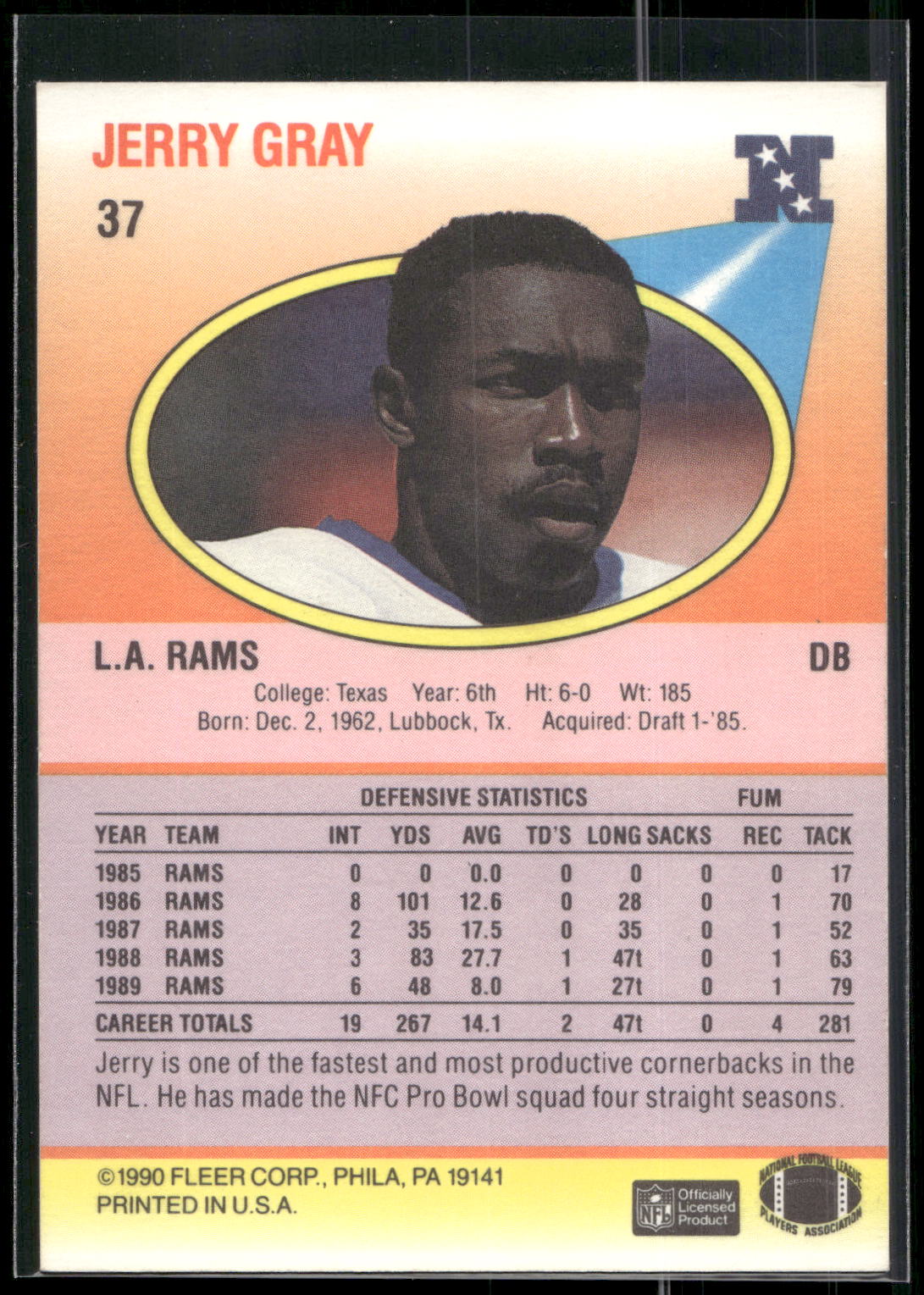 1990 Fleer #37 Jerry Gray
