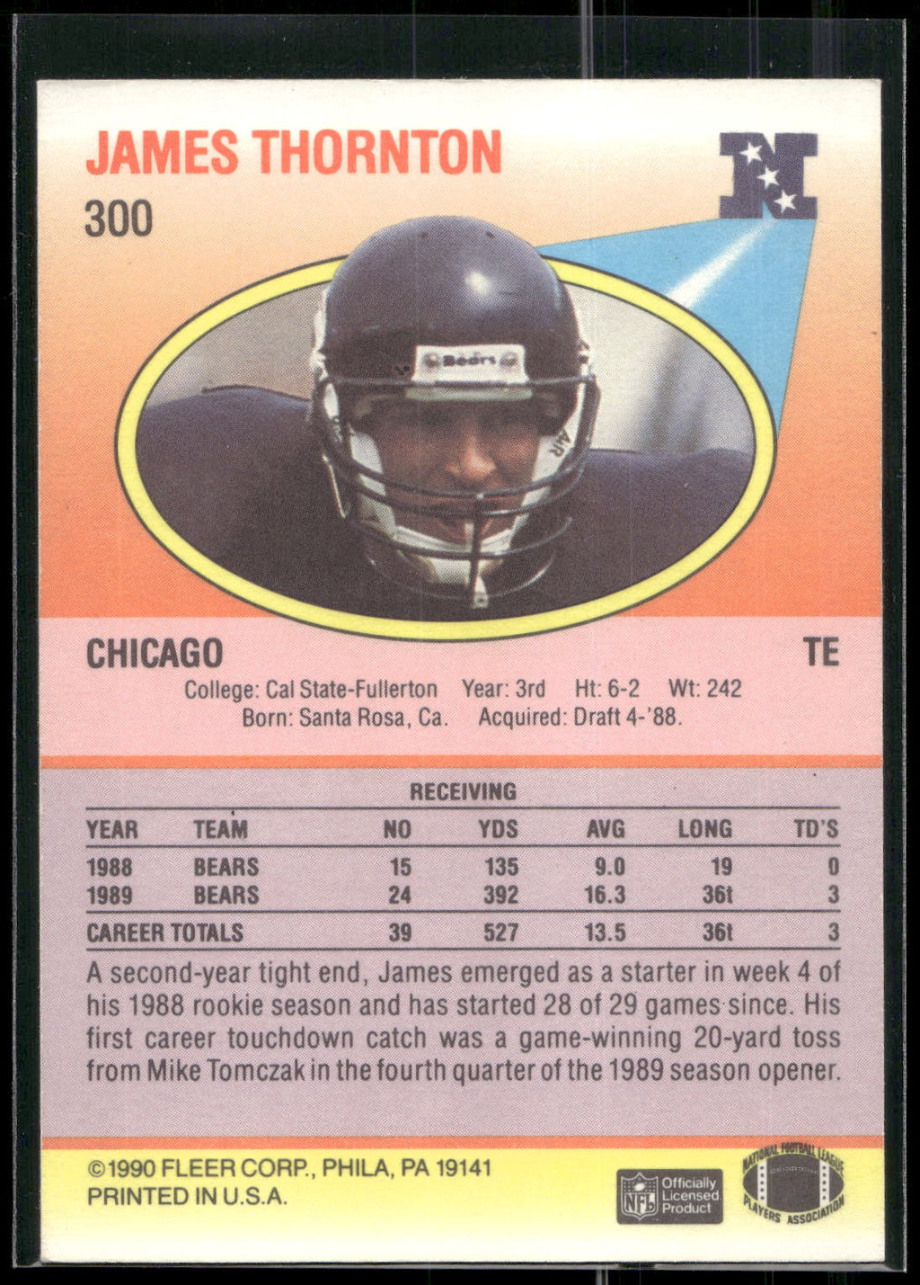 1990 Fleer #300 James Thornton