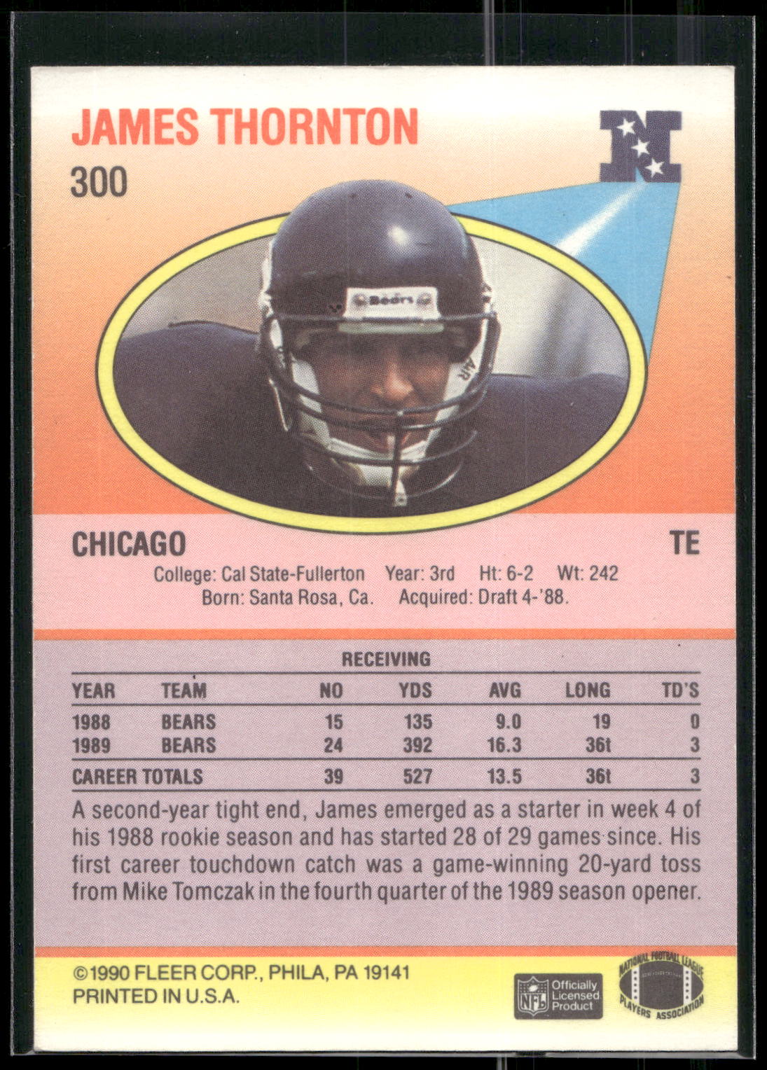 1990 Fleer #300 James Thornton