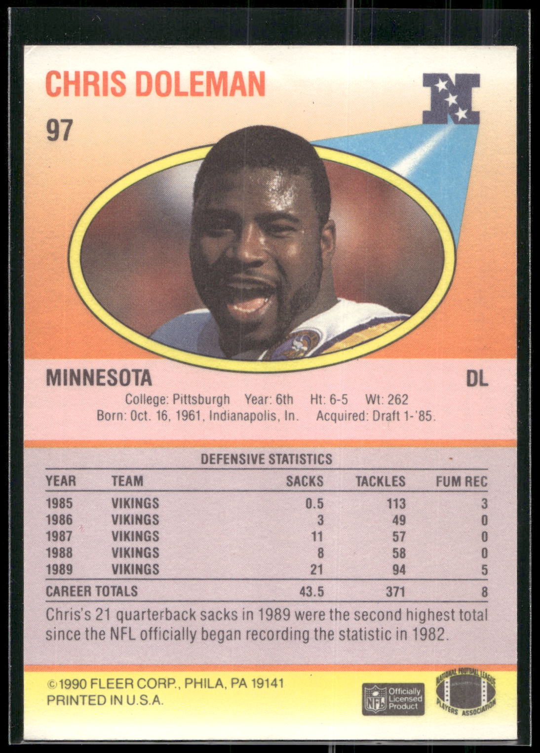 1990 Fleer #97 Chris Doleman