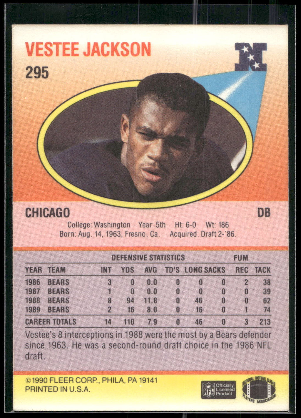 1990 Fleer #295 Vestee Jackson
