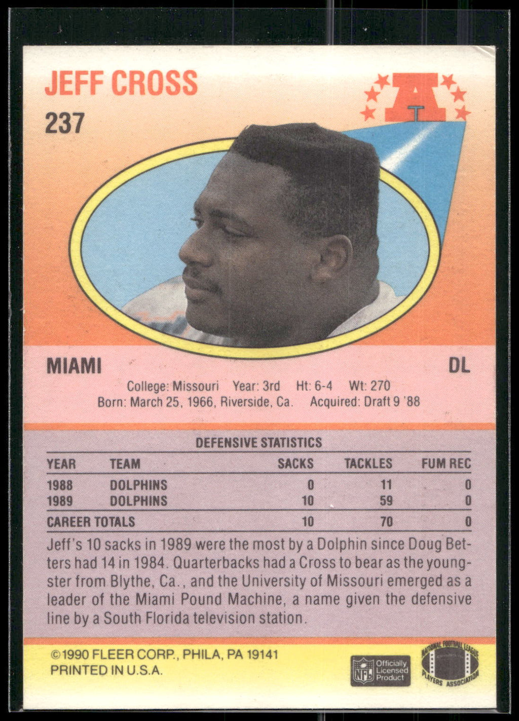 1990 Fleer #237 Jeff Cross