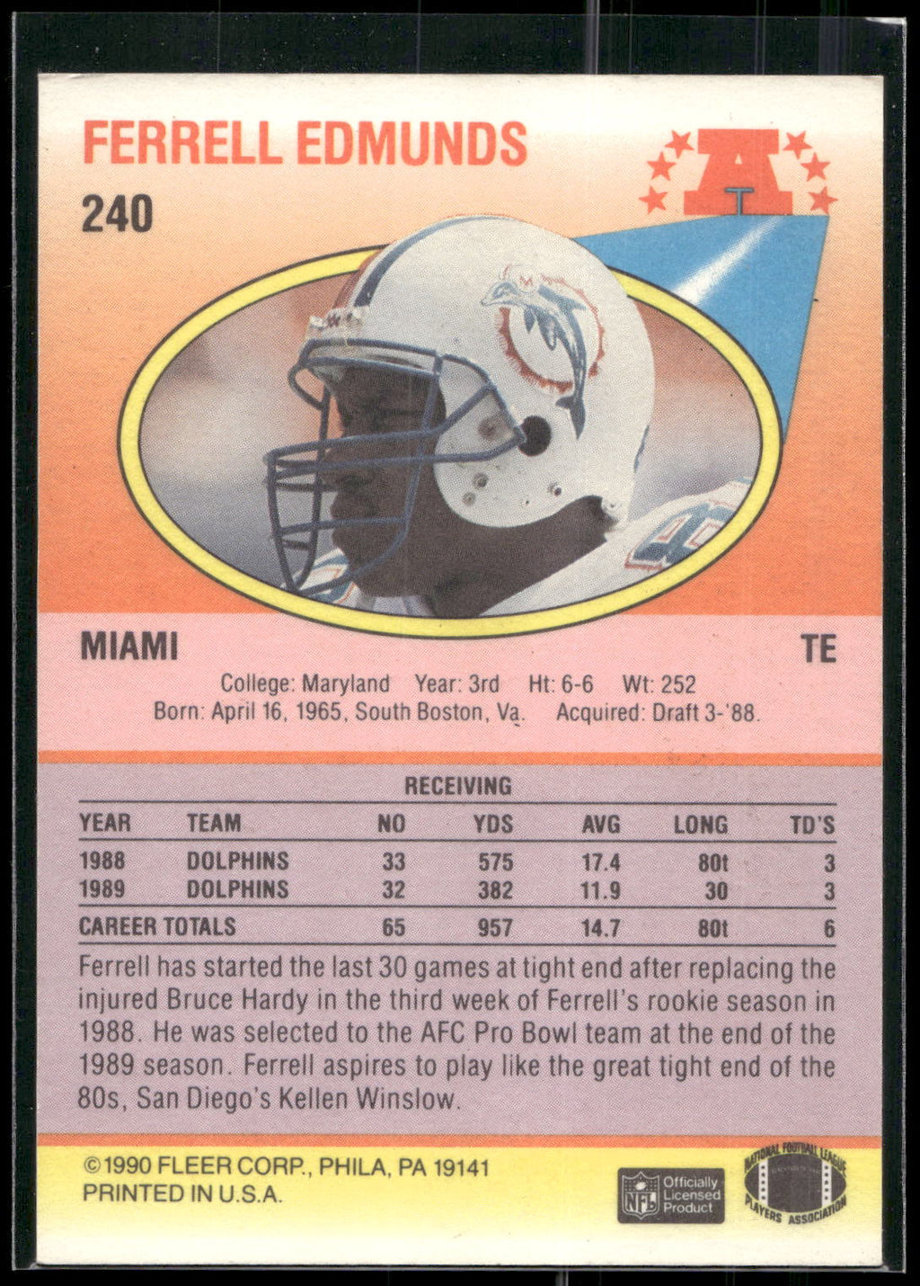 1990 Fleer #240 Ferrell Edmunds