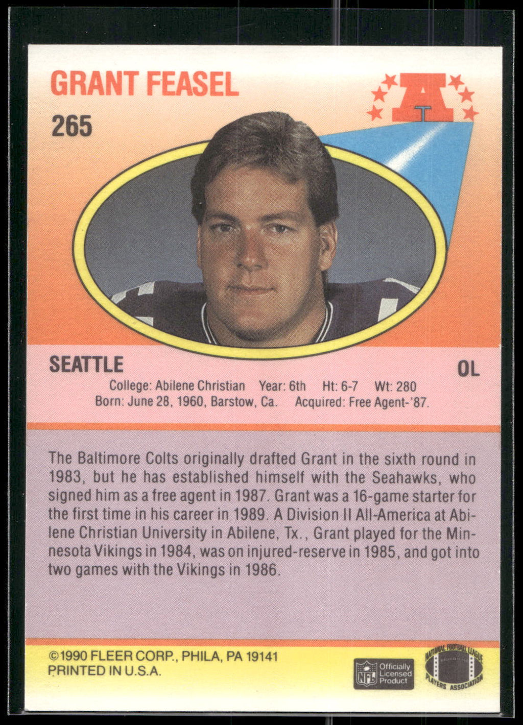 1990 Fleer #265 Grant Feasel