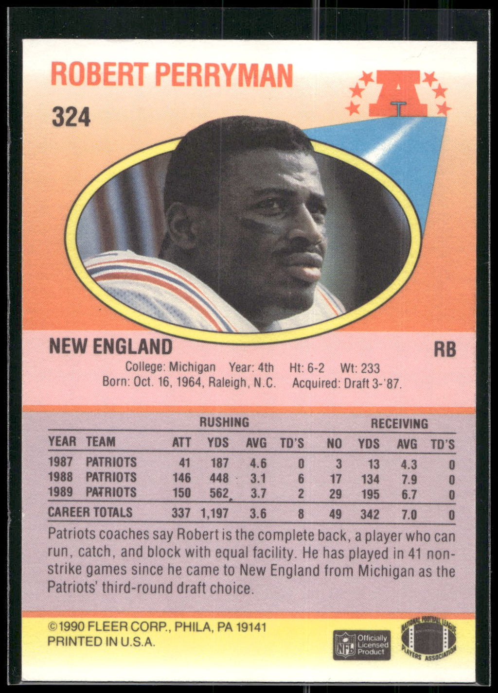 1990 Fleer #324 Bob Perryman