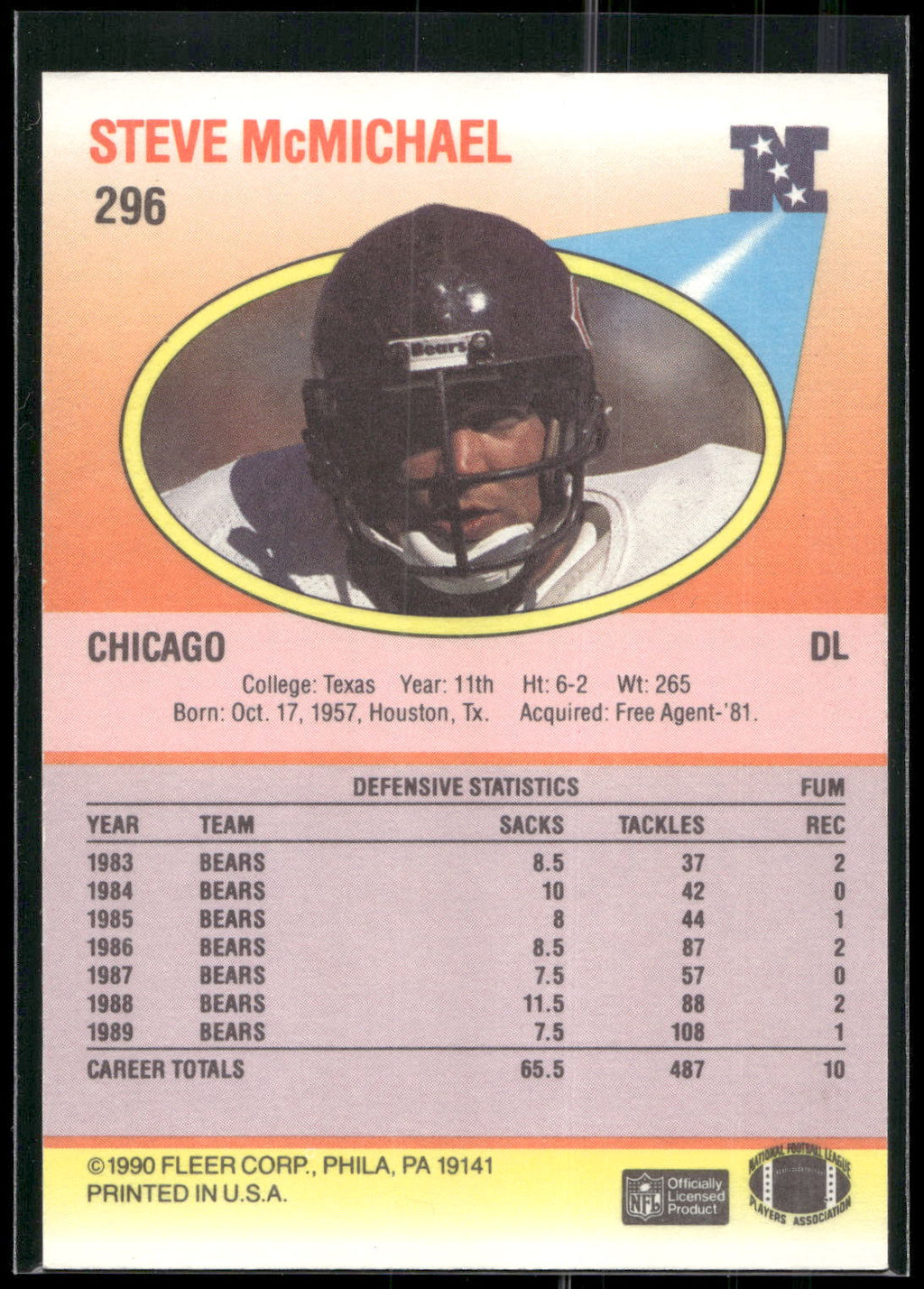 1990 Fleer #296 Steve McMichael