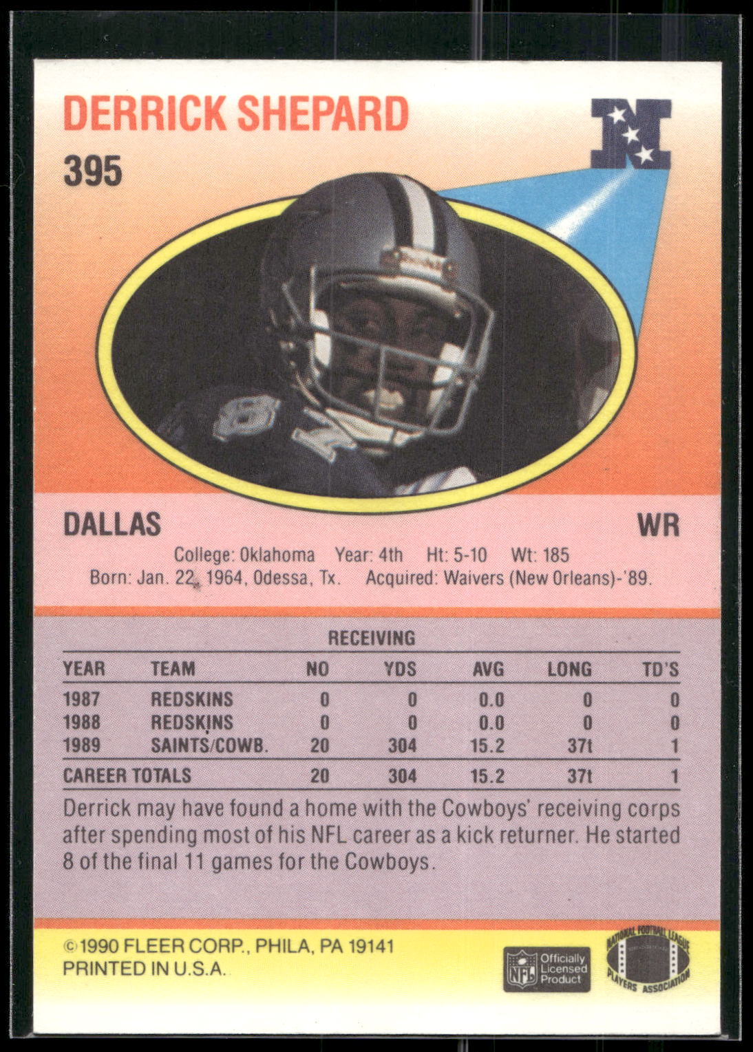 1990 Fleer #395 Derrick Shepard