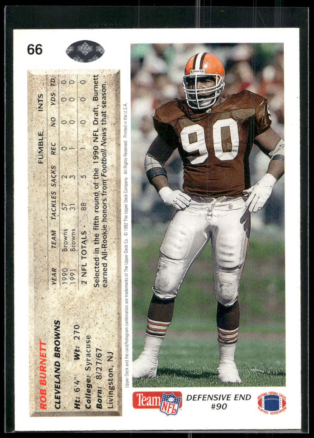1992 Upper Deck #66 Rob Burnett