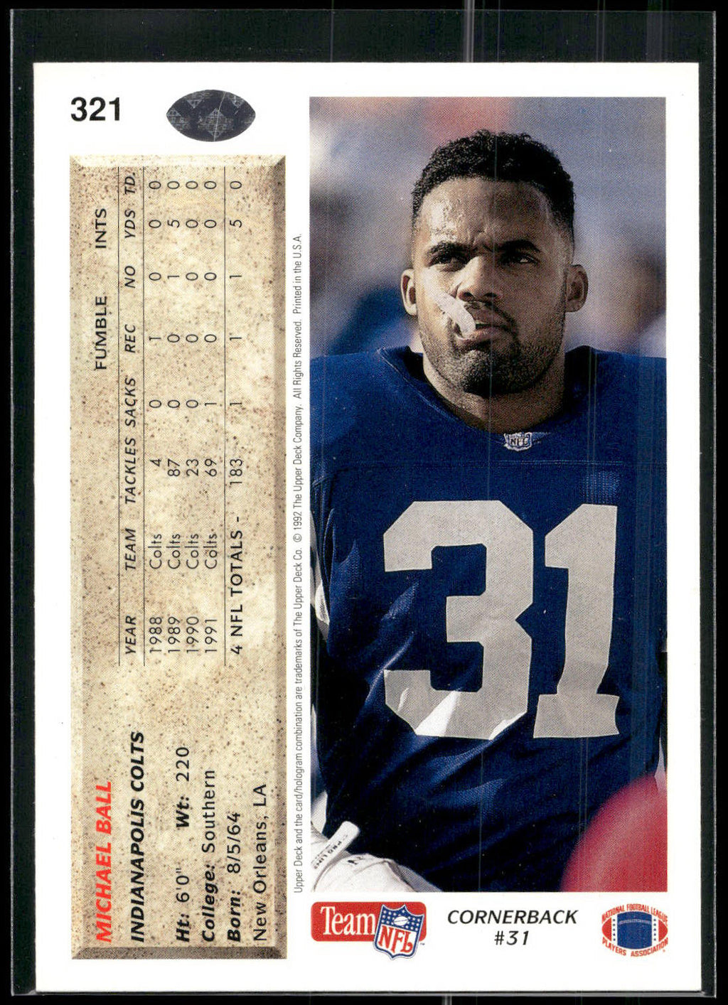 1992 Upper Deck #321 Michael Ball