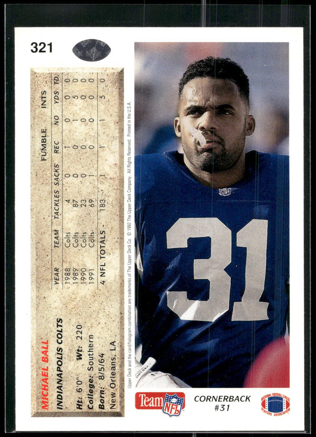 1992 Upper Deck #321 Michael Ball