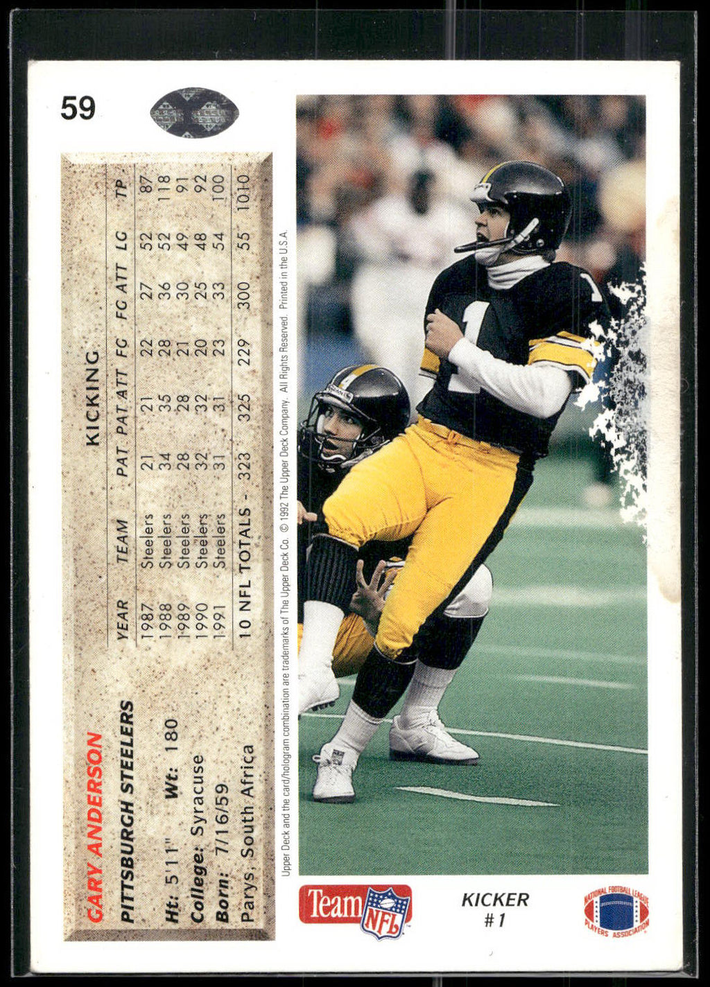 1992 Upper Deck #59 Gary Anderson