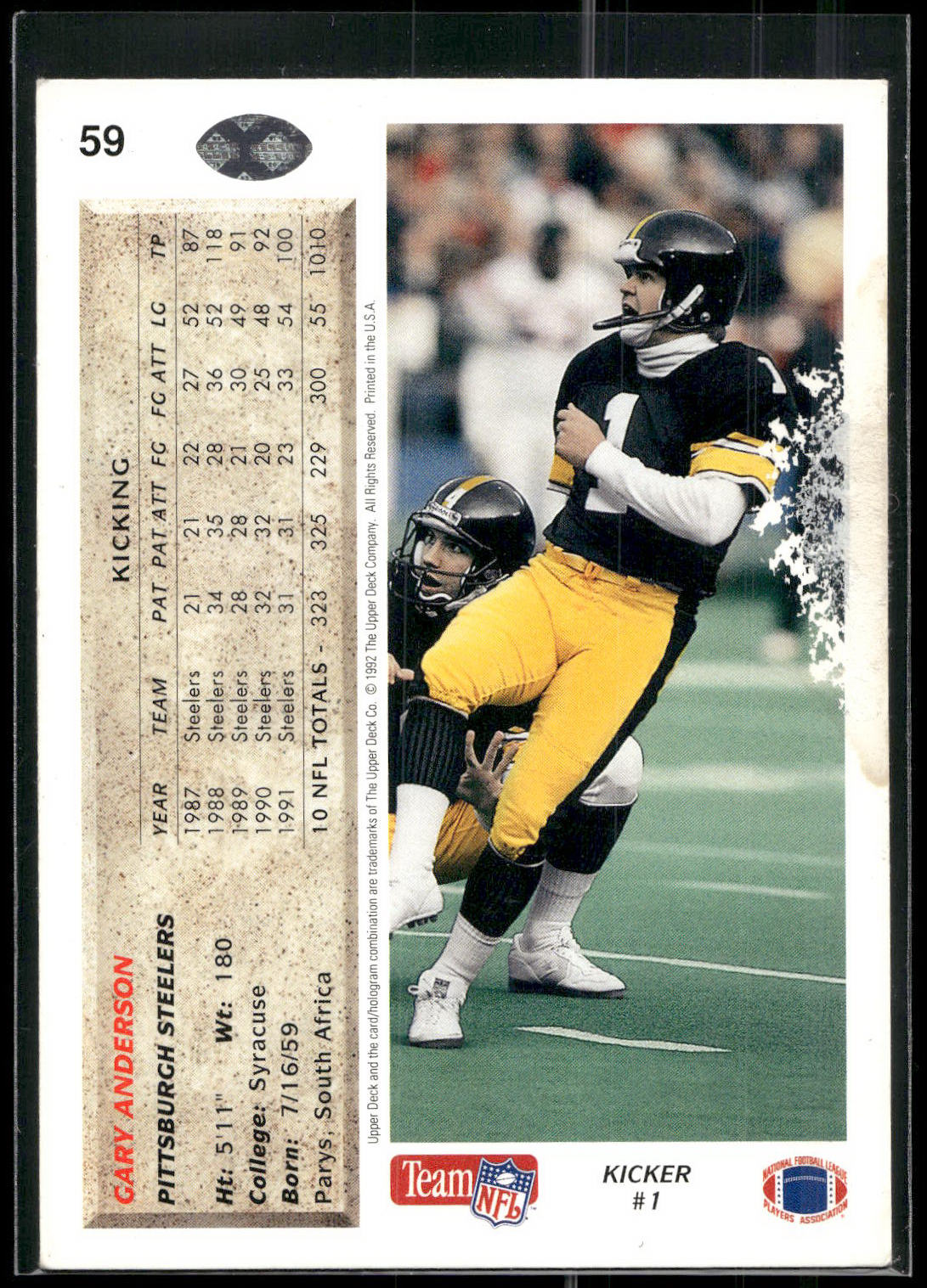 1992 Upper Deck #59 Gary Anderson