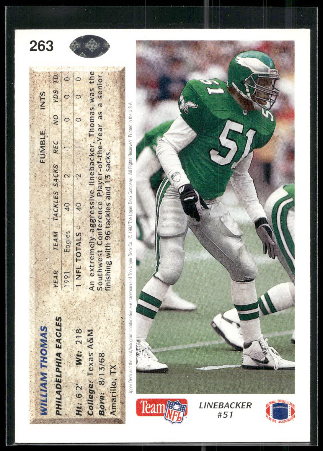1992 Upper Deck #263 William Thomas