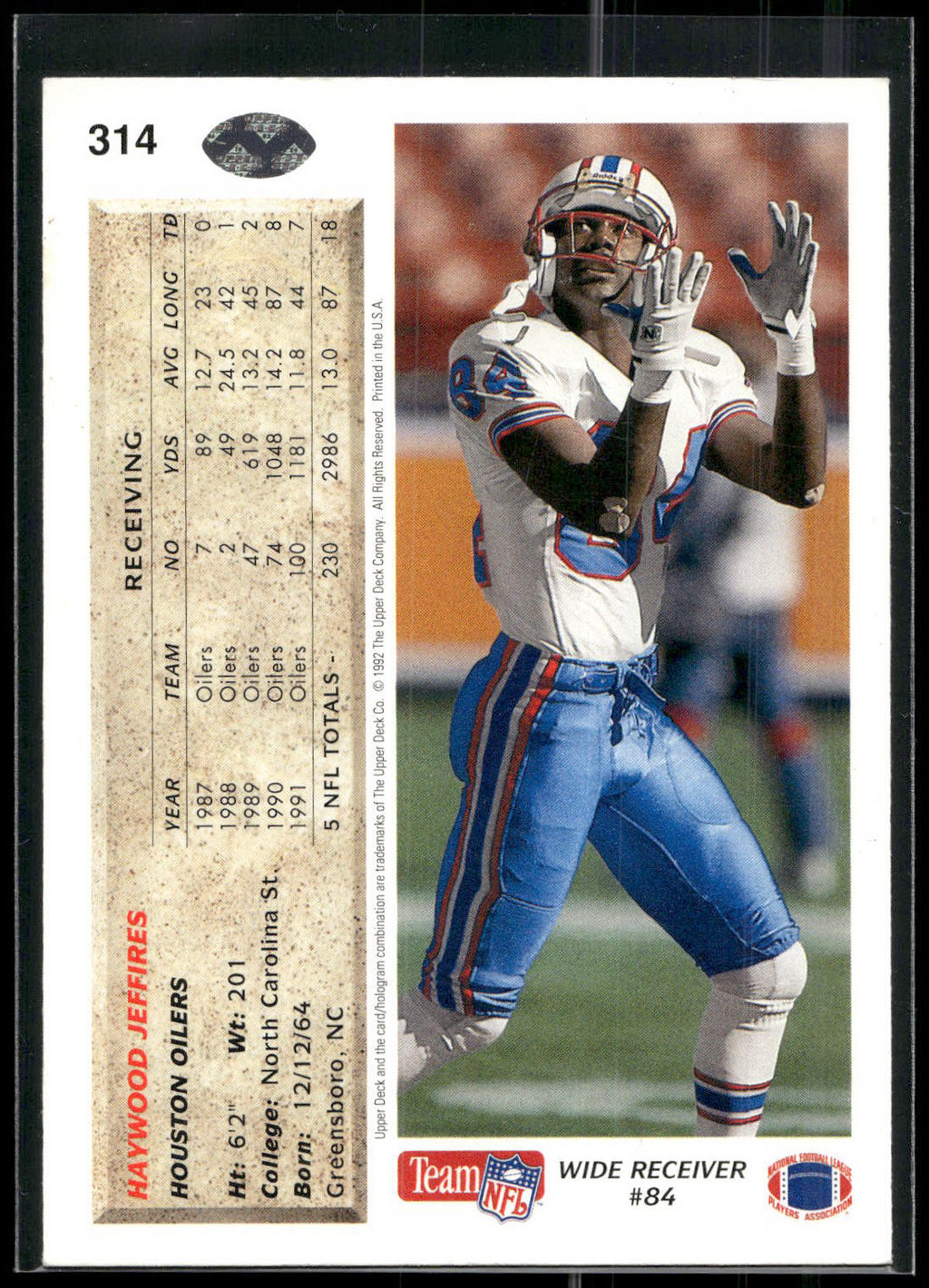 1992 Upper Deck #314 Haywood Jeffires