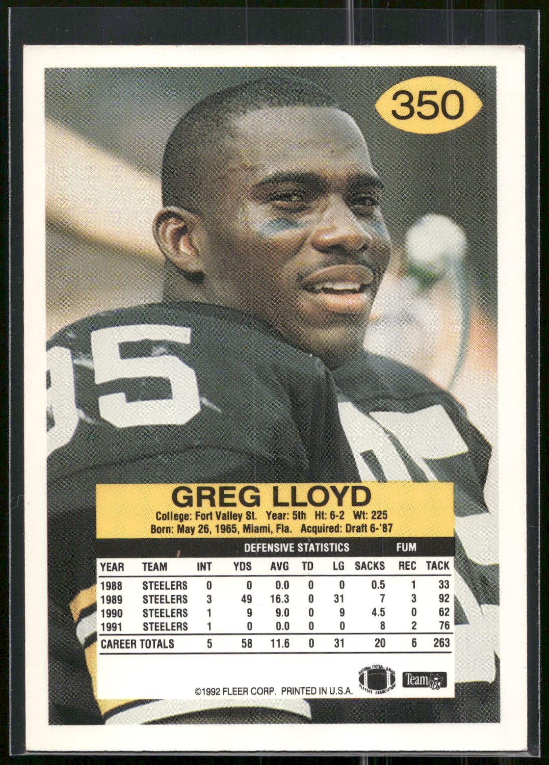 1992 Fleer #350 Greg Lloyd