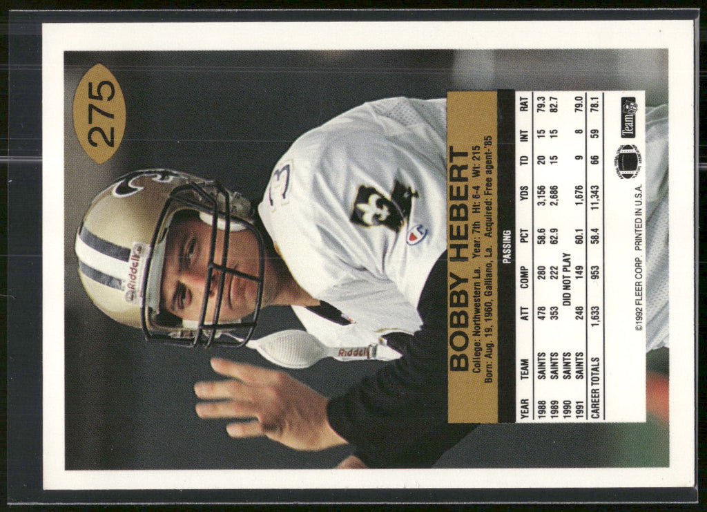1992 Fleer #275 Bobby Hebert