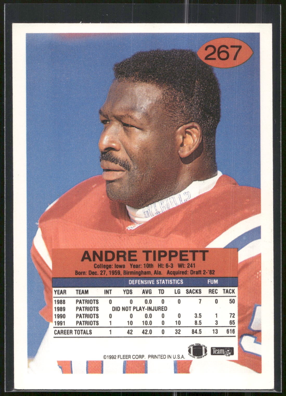 1992 Fleer #267 Andre Tippett