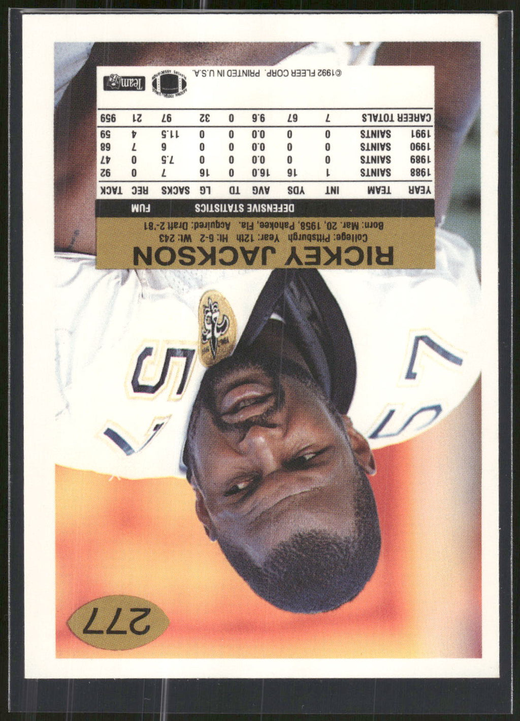 1992 Fleer #277 Rickey Jackson