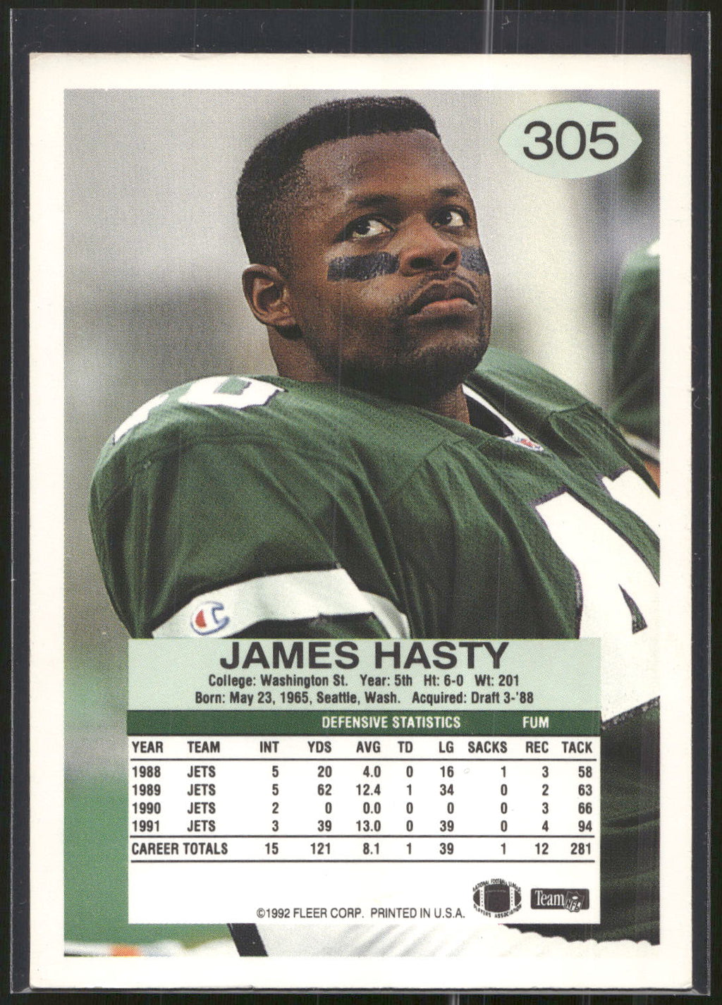 1992 Fleer #305 James Hasty