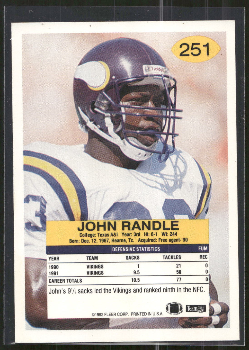 1992 Fleer #251 John Randle