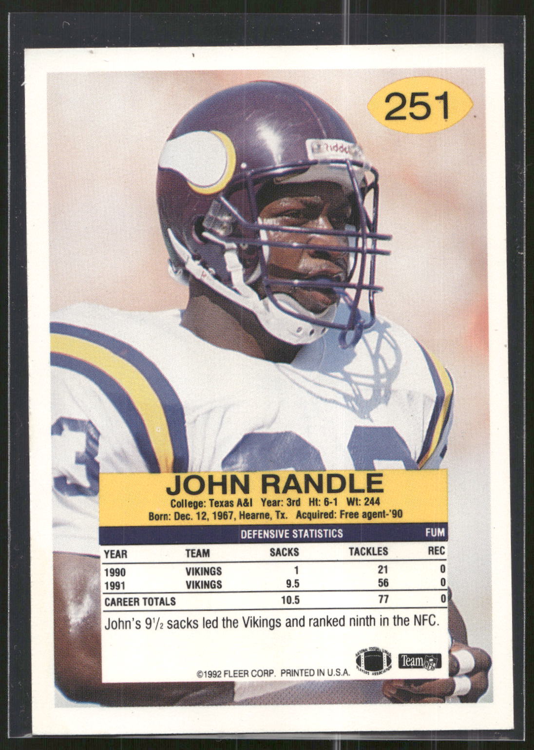 1992 Fleer #251 John Randle