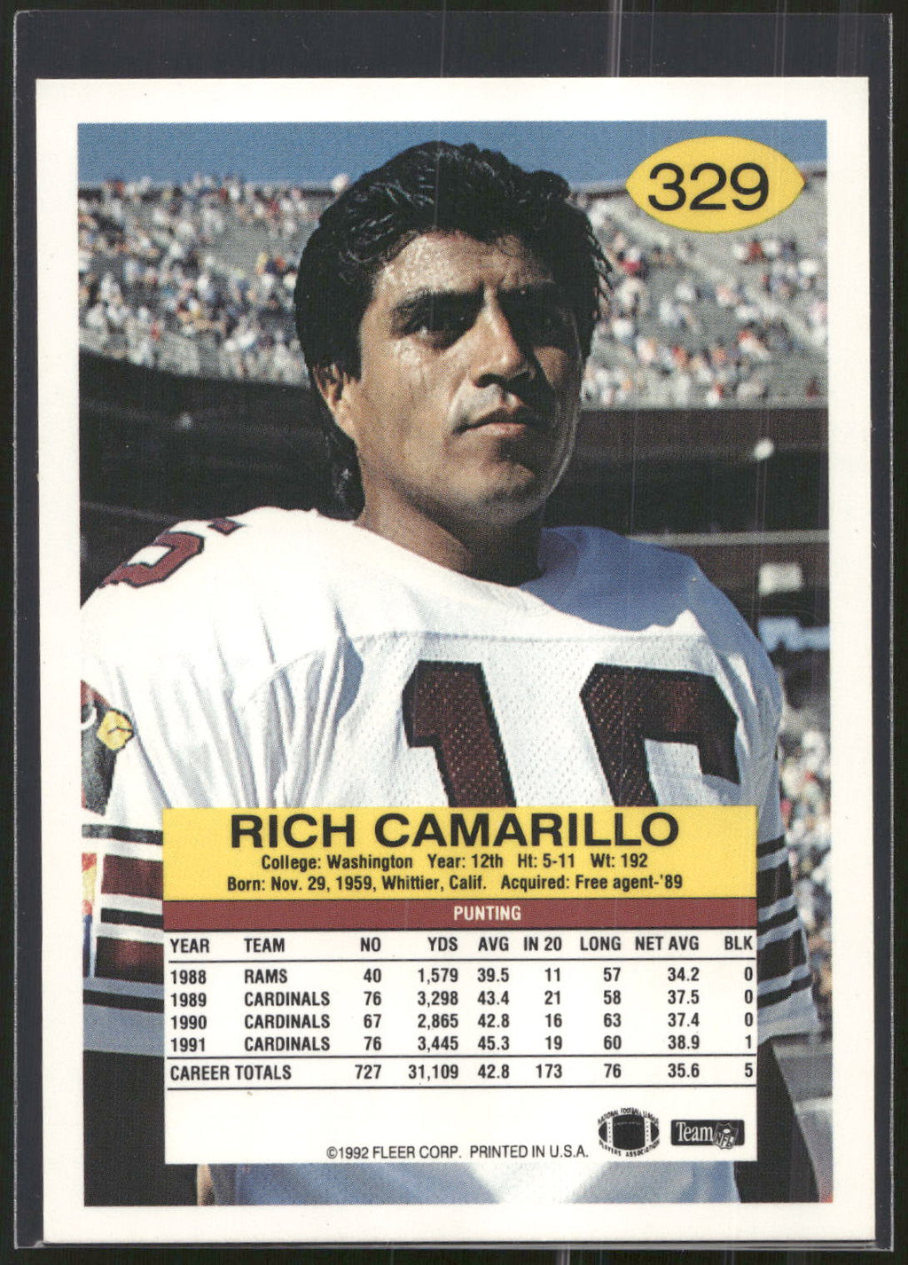 1992 Fleer #329 Rich Camarillo