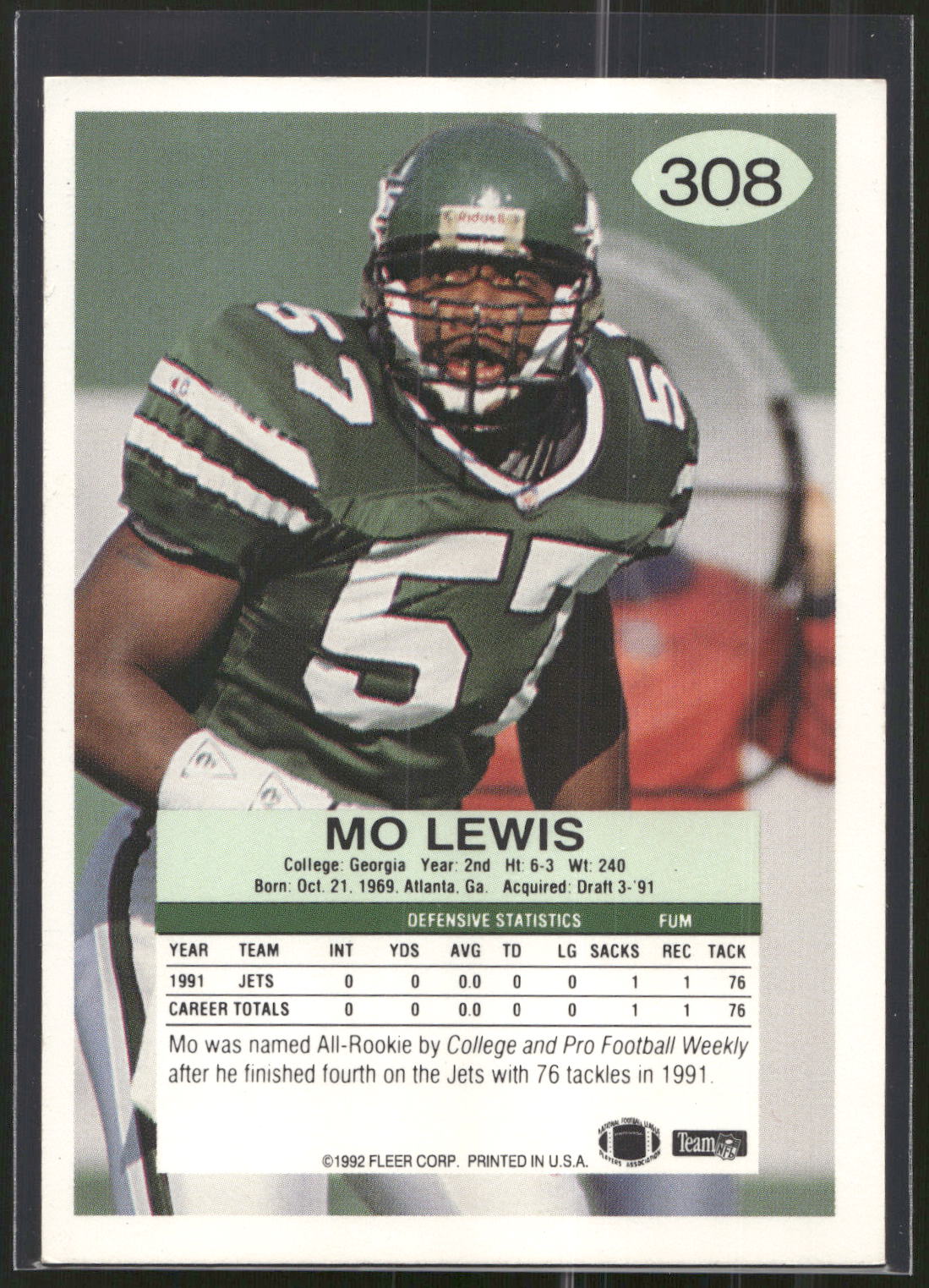 1992 Fleer #308 Mo Lewis
