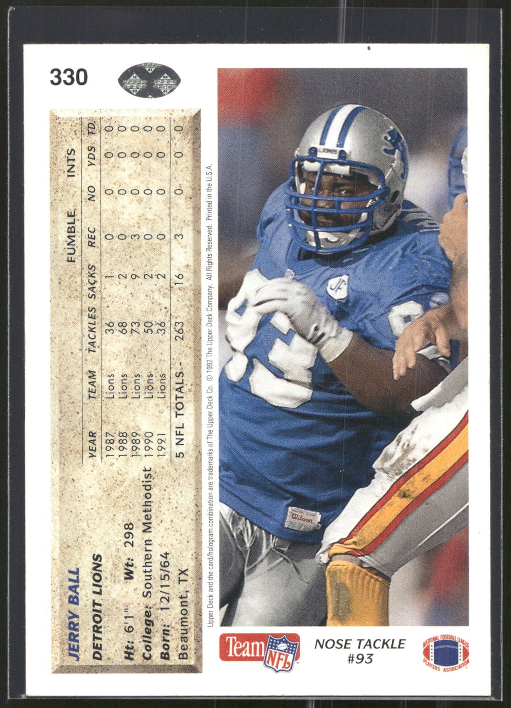 1992 Upper Deck #330 Jerry Ball