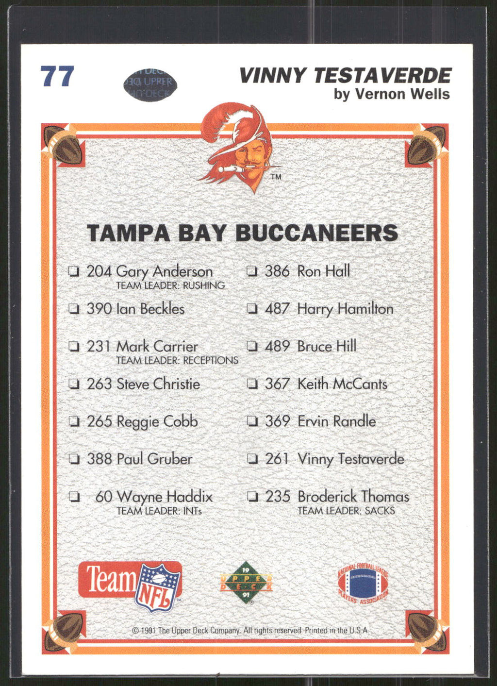 1991 Upper Deck #77 Vinny Testaverde
