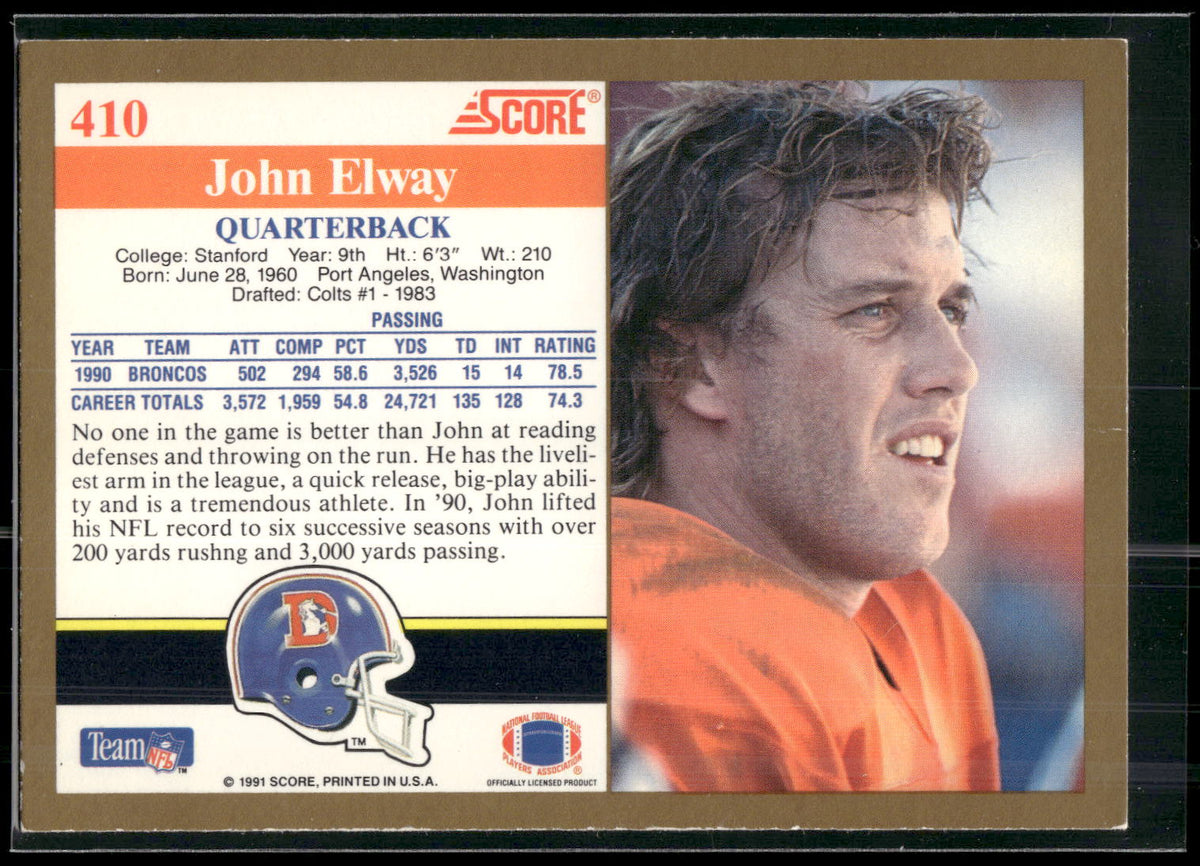 1991 Score #410 John Elway