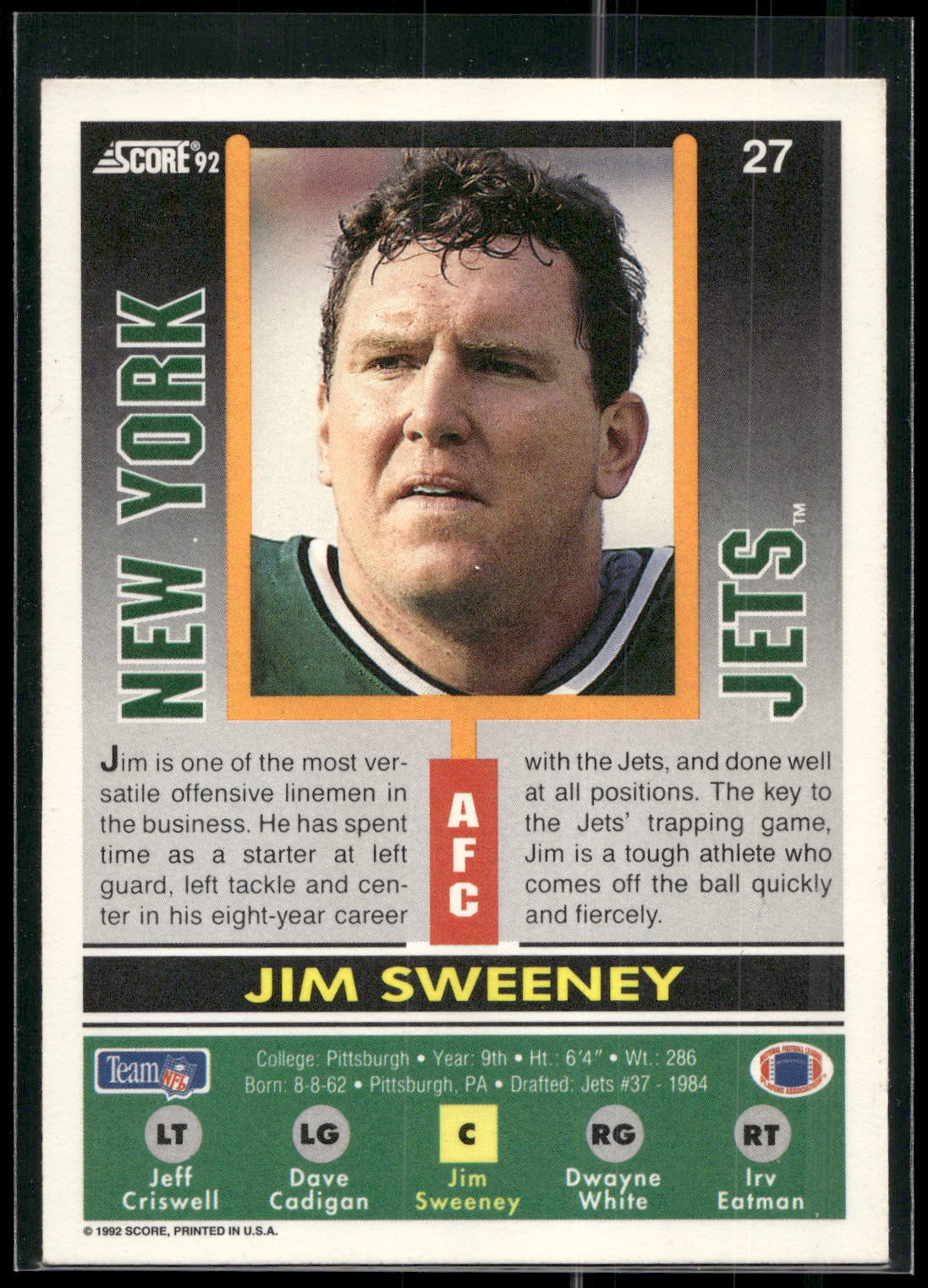 1992 Score #27 Jim Sweeney