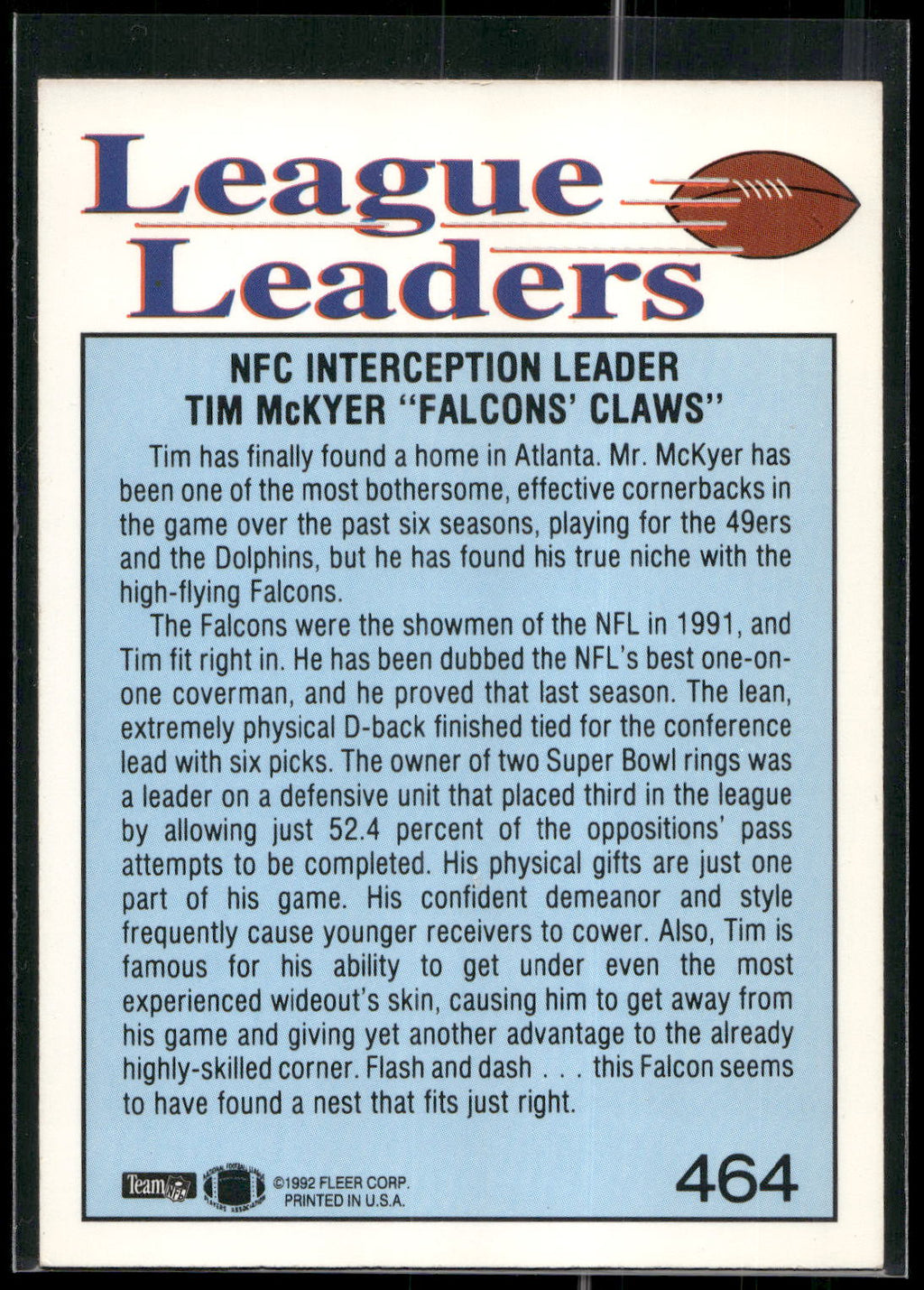 1992 Fleer #464 Tim McKyer