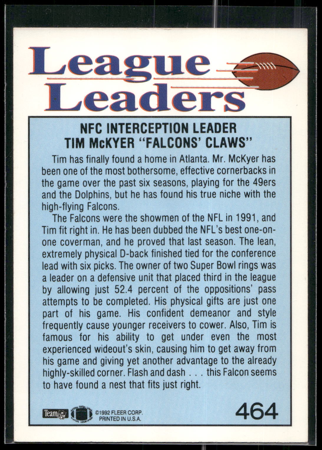 1992 Fleer #464 Tim McKyer