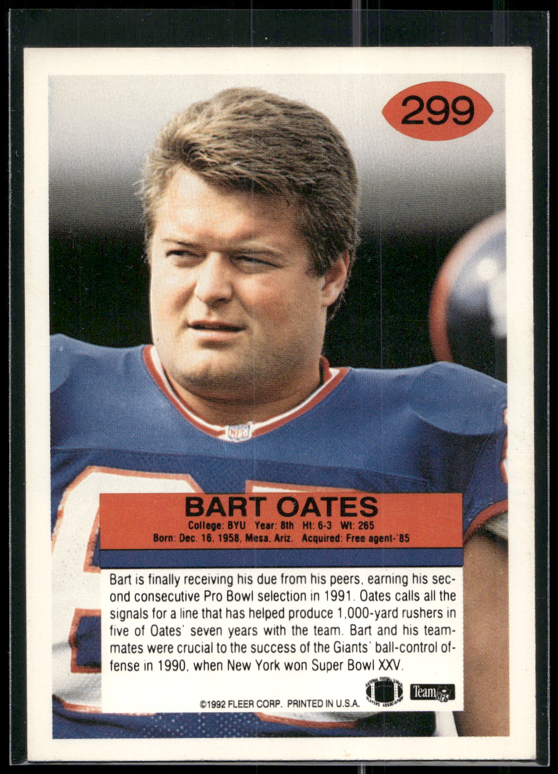 1992 Fleer #299 Bart Oates