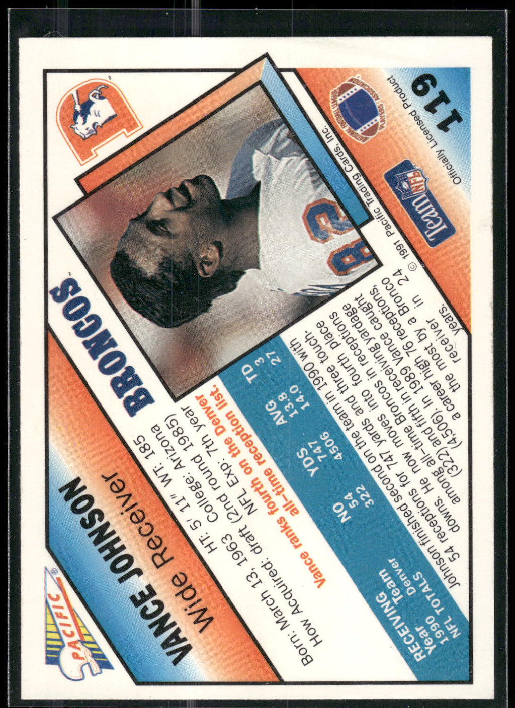 1991 Pacific #119 Vance Johnson