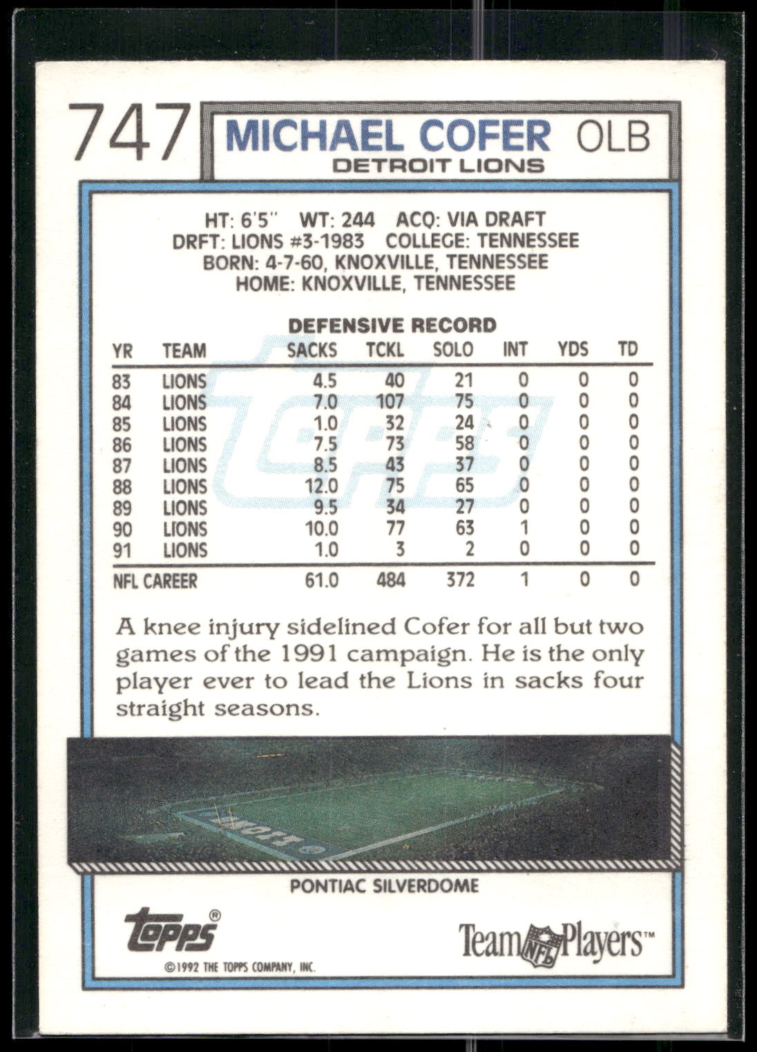 1992 Topps #747 Michael Cofer