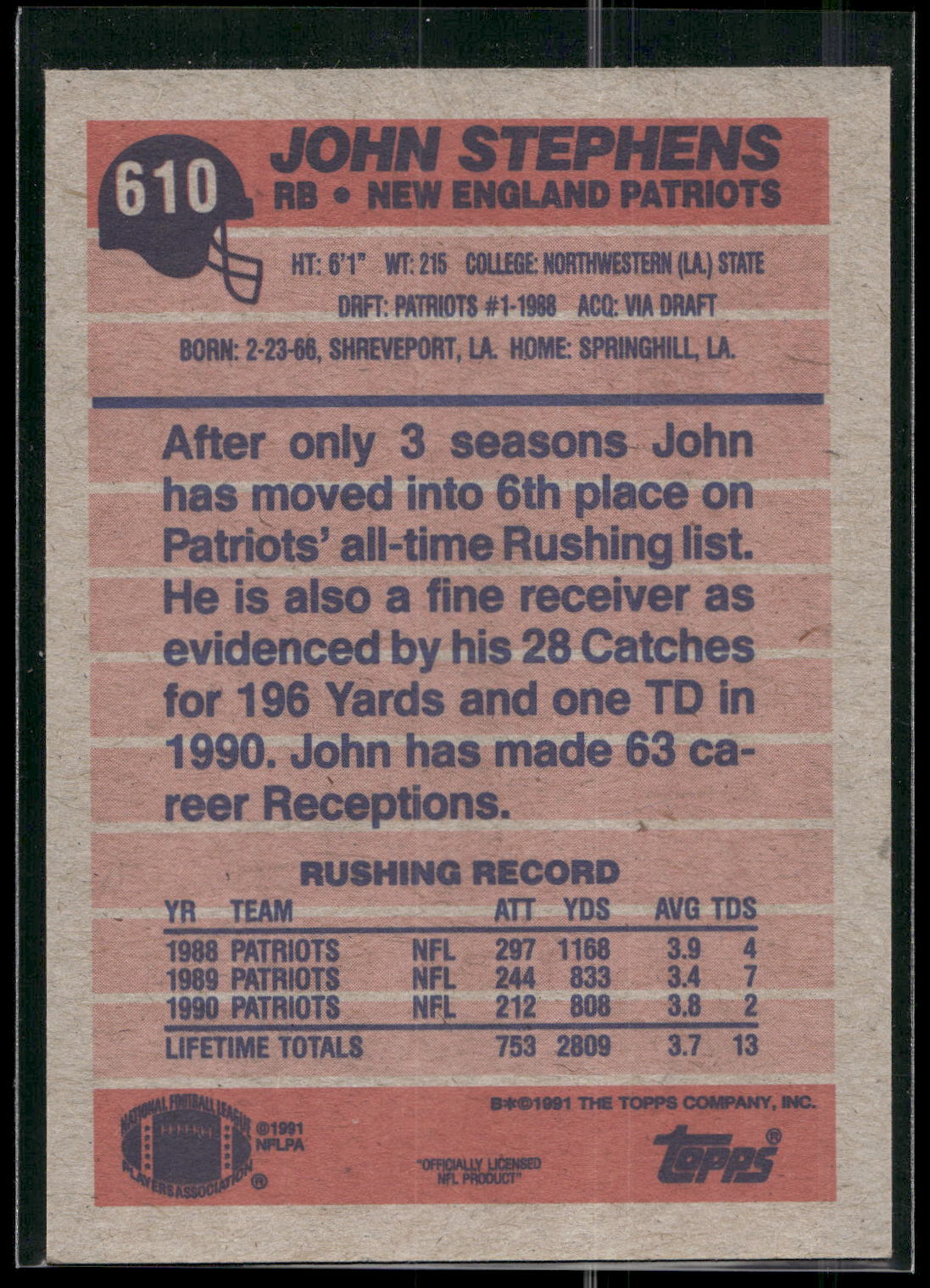 1991 Topps #610 John Stephens