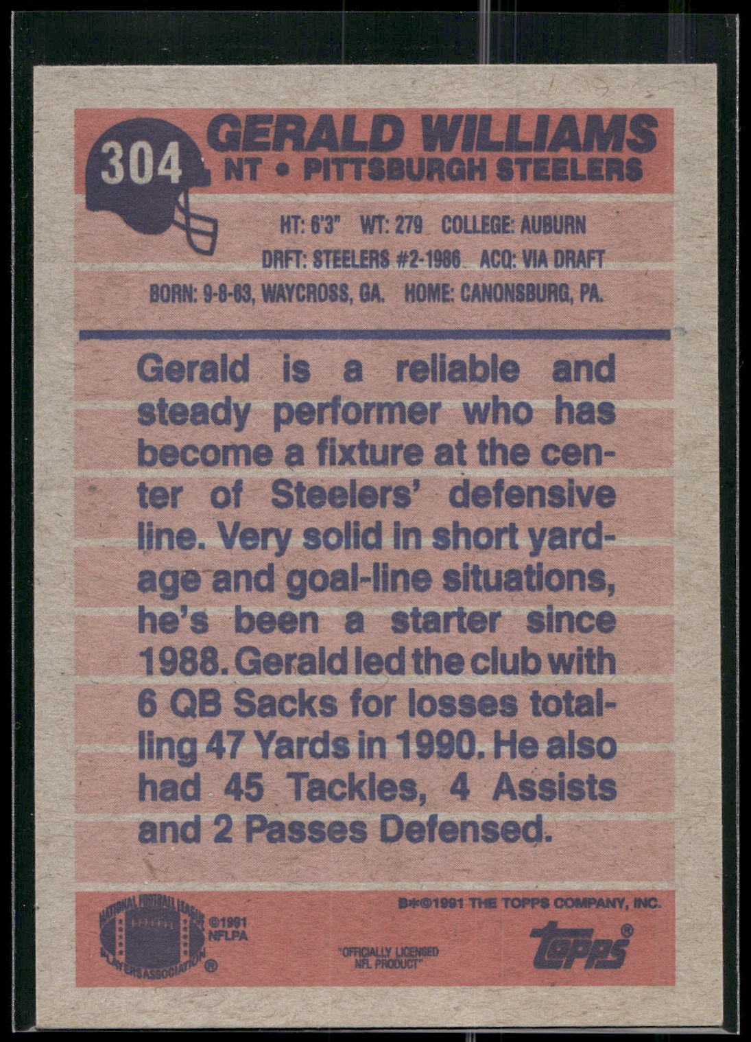 1991 Topps #304 Gerald Williams