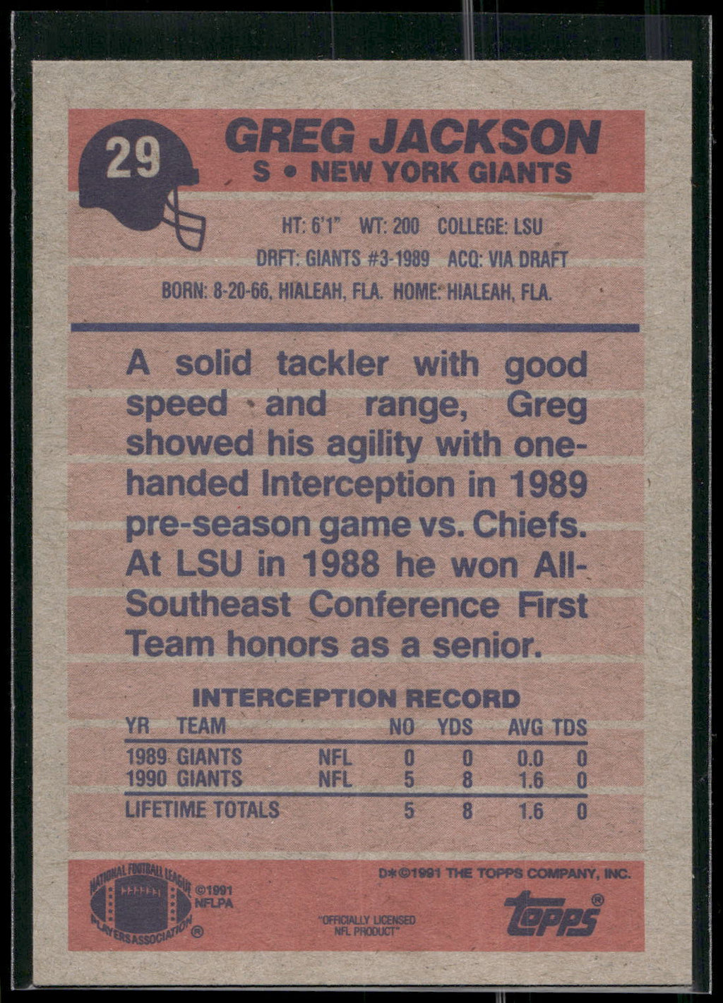 1991 Topps #29 Greg Jackson