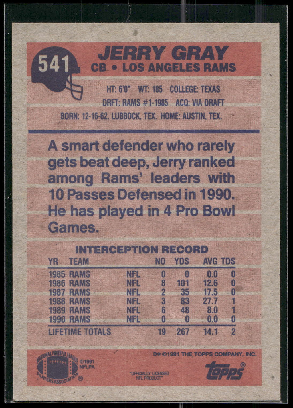 1991 Topps #541 Jerry Gray