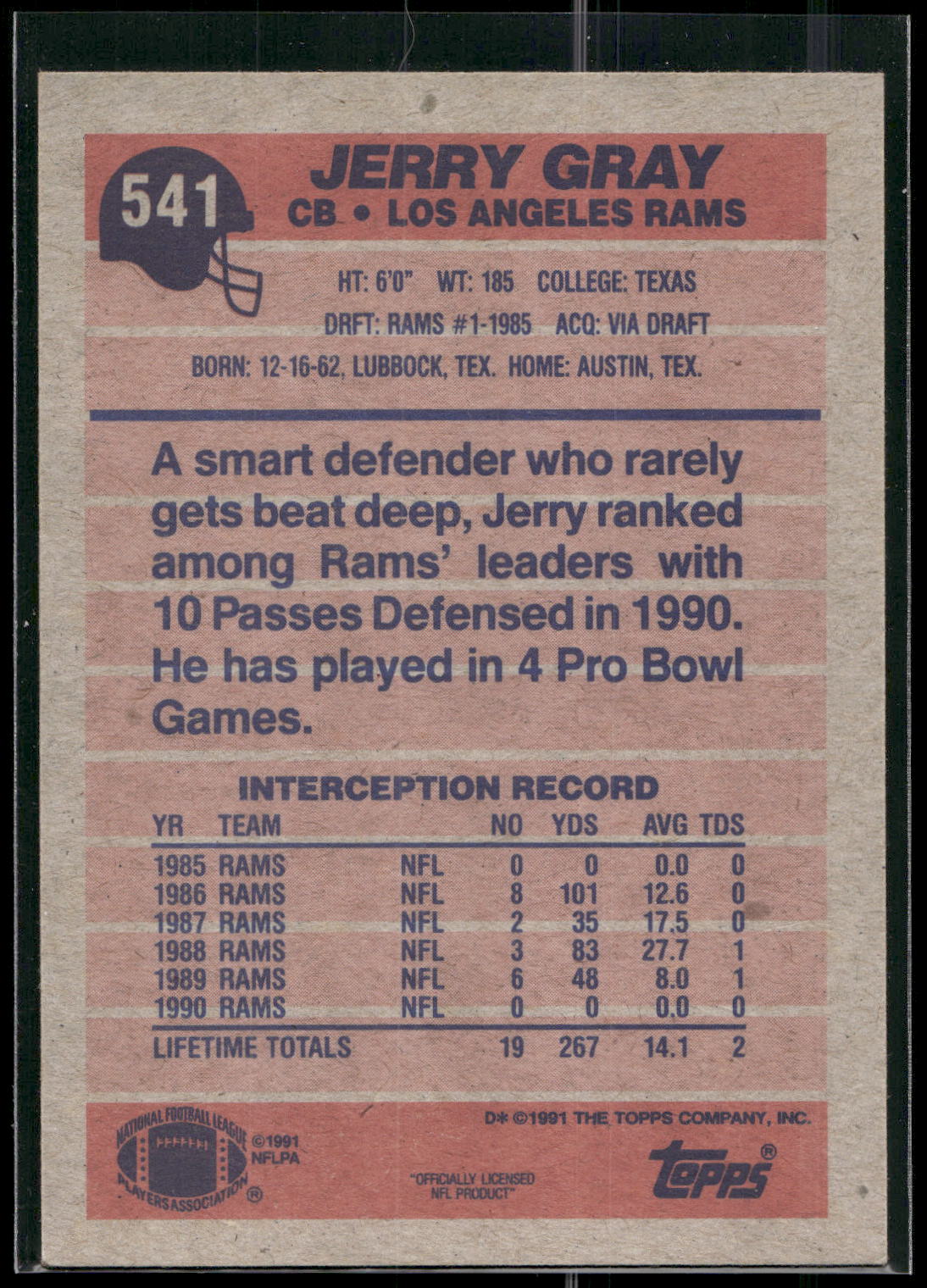 1991 Topps #541 Jerry Gray