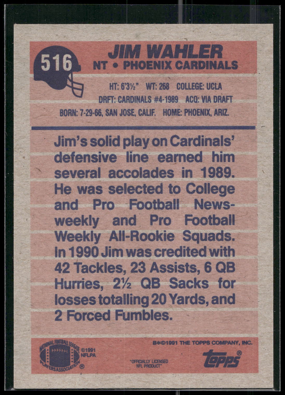 1991 Topps #516 Jim Wahler